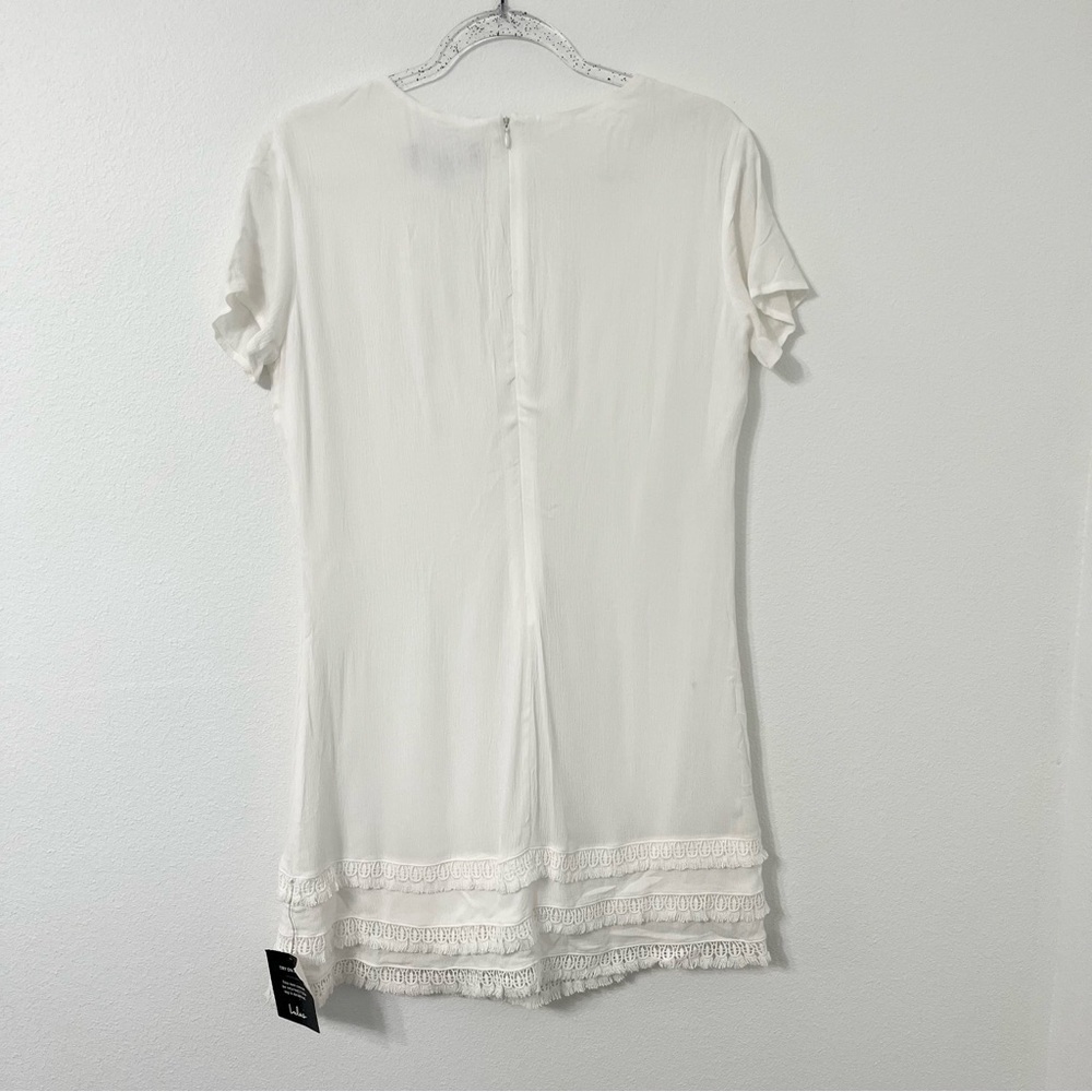 Lulu’s Buenos Aires White Shift Dress NWT Sz M Beach Resortwear Boho Minimalist - Picture 4 of 10